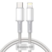  USB kabelis Baseus High Density Braided PD20W Type-C to Lightning 1.0m white CATLGD-02 